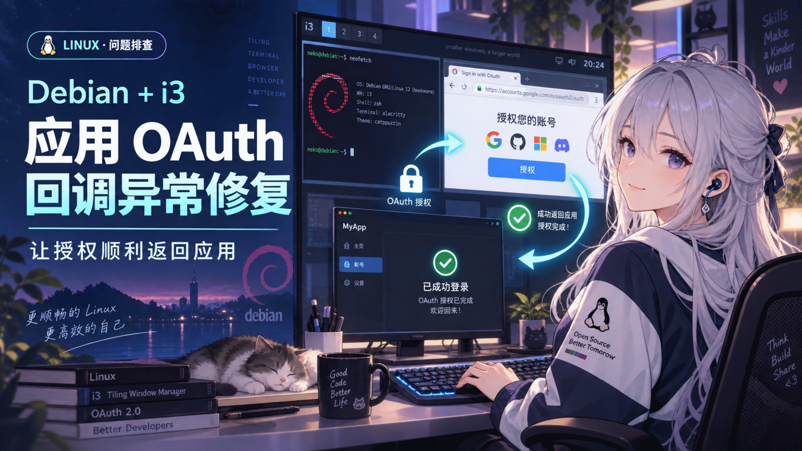 修复Debian+i3环境下应用OAuth无法正常返回应用的问题